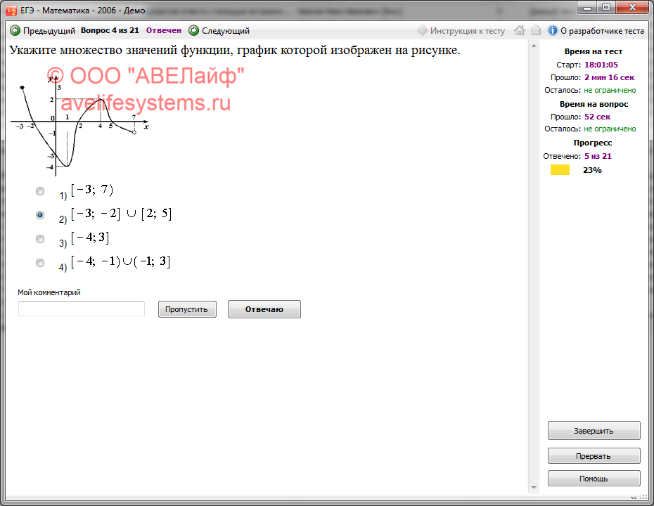 Проведение сеанса тестирования